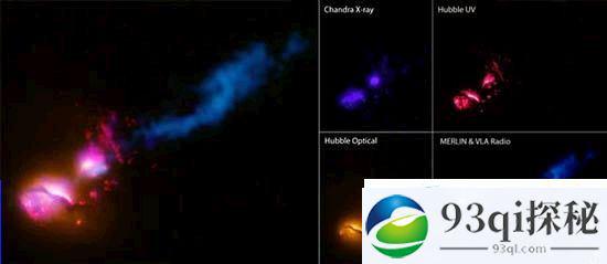天文学家观测到超级黑洞喷射物轰击邻近星系