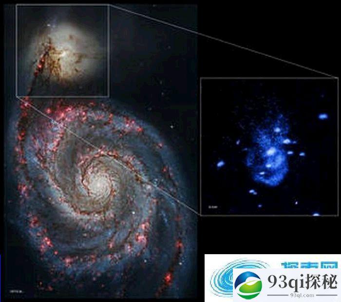 美国宇航局“钱德拉”X射线天文台最新发现NGC 5195星系一个超大黑洞“打嗝”