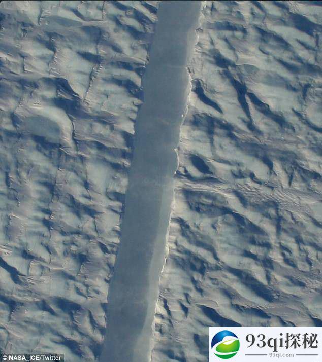 NASA拍到格陵兰冰川新裂缝 或导致冰架崩裂