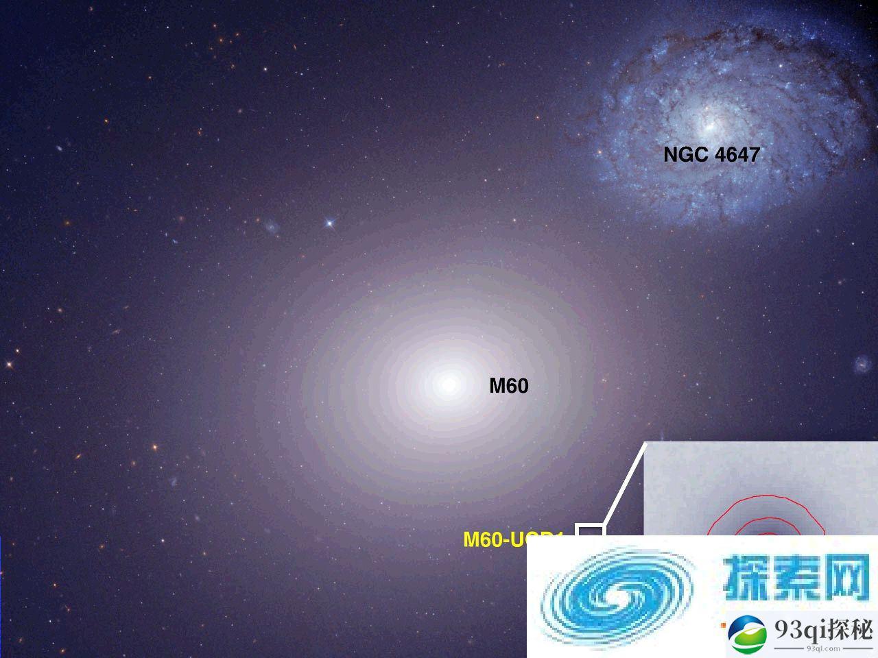 天文学家用哈勃太空望远镜发现矮星系M60-UCD1中心地带的巨大黑洞