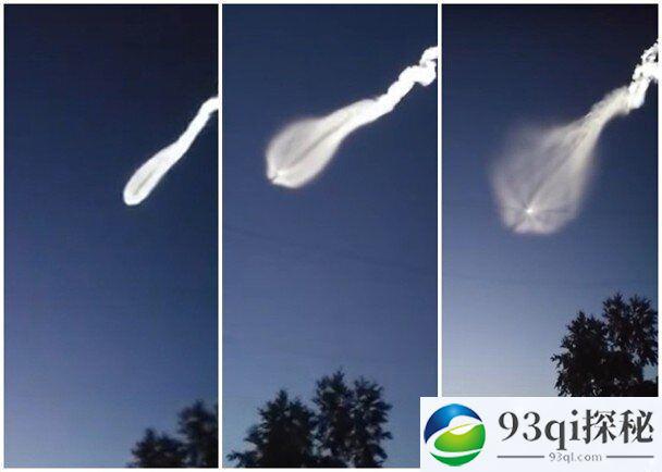 俄罗斯发光UFO划过夜空炸开　呈水母状四散