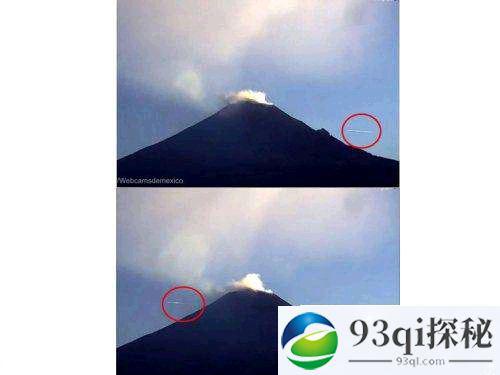 在墨西哥火山喷发后，惊现明亮线状UFO飞掠而过！